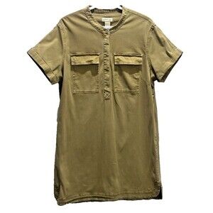 Orvis Classic Short-Sleeve Camp Shirt Dress Khaki Cotton 18